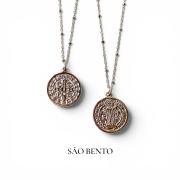 COLAR SÃO BENTO PRATEADO 1,7cm