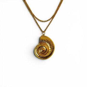 COLAR AMONITE AÇO DOURADO