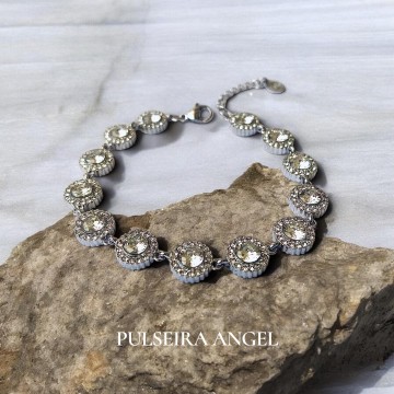 PULSEIRA ANGEL AÇO E CRISTAIS