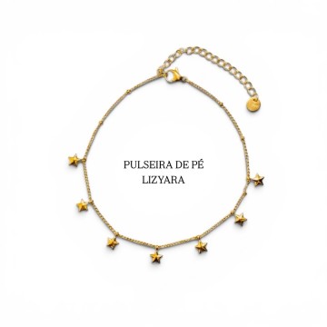 PULSEIRA DE PÉ ESTRELAS DOURADAS AÇO