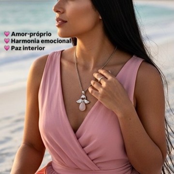COLAR ANJO QUARTZO ROSA