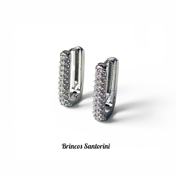 Brincos argolas Santorini com zircónias