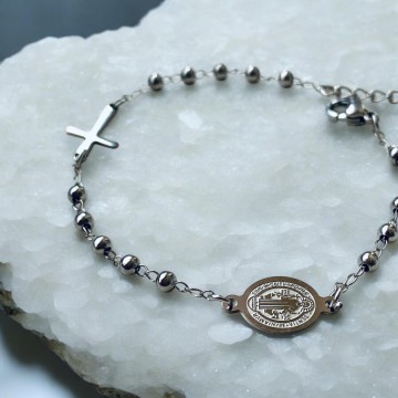 PULSEIRA SÃO BENTO E CRUZ EM AÇO INOXIDÁVEL