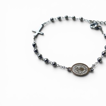 PULSEIRA SÃO BENTO E CRUZ EM AÇO INOXIDÁVEL