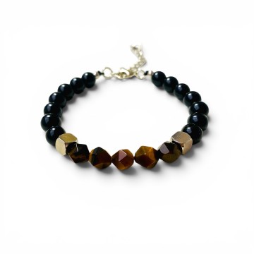 Pulseira Turmalina Negra & Olho de Tigre