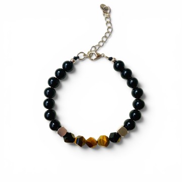 Pulseira Turmalina Negra & Olho de Tigre