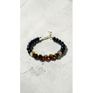 Pulseira Turmalina Negra & Olho de Tigre