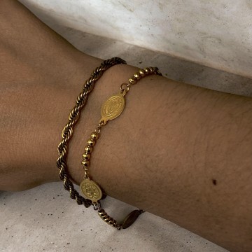 Pulseira Medalha Milagrosa Dupla Face