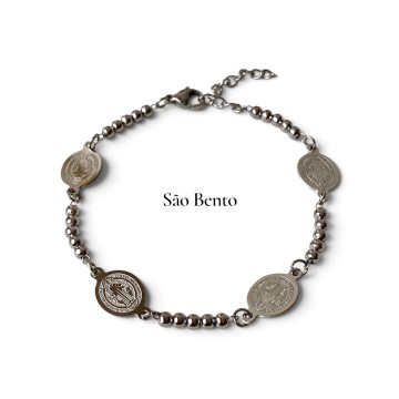 PULSEIRA QUATRO MEDALHAS DE SÃO BENTO