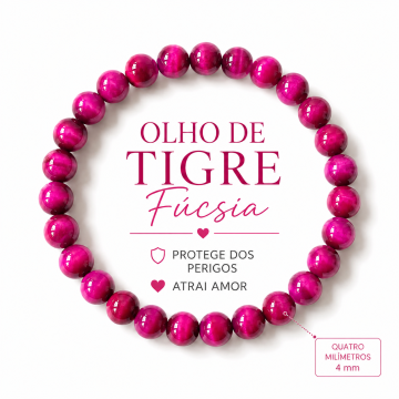 PULSEIRA OLHO DE TIGRE FÚCSIA 4mm