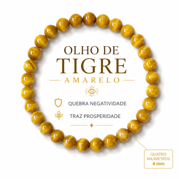 PULSEIRA OLHO DE TIGRE AMARELO 4mm