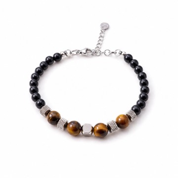 PULSEIRA TURMALINA E OLHO DE TIGRE