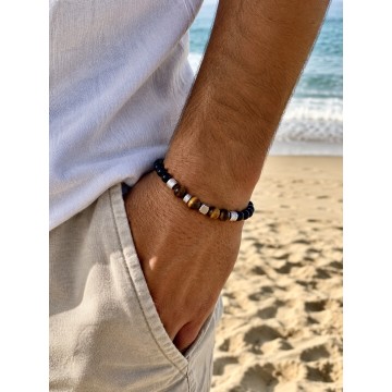 PULSEIRA TURMALINA E OLHO DE TIGRE
