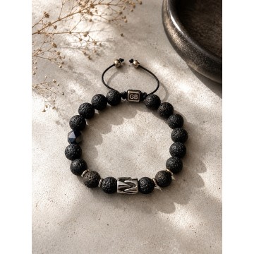 Pulseira Pedra Vulcânica Homem AÇO