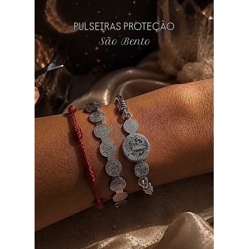 PULSEIRA SÃO BENTO 3 MEDALHAS ESCRAVA