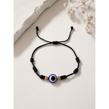 PULSEIRA SETE NÓS PRETA + OLHO TURCO