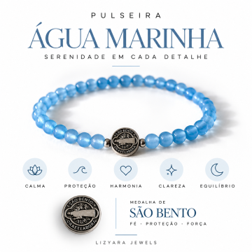 PULSEIRA ÁGUA MARINHA COM SÃO BENTO