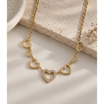 COLAR HEARTS AÇO INOXIDÁVEL