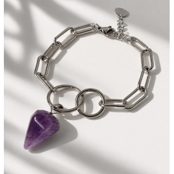 PULSEIRA PONTA AMETISTA AÇO