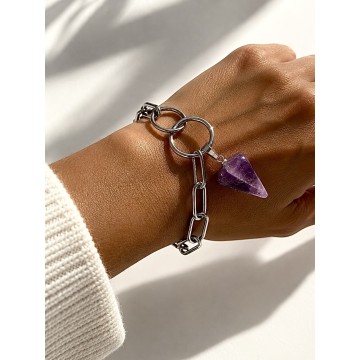 PULSEIRA PONTA AMETISTA AÇO
