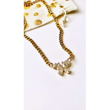 Gold Chrystal Butterfly necklace